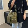 Women's drawstring bucket bag, large capacity shoulder bag, travel, leisure, cross-body bag