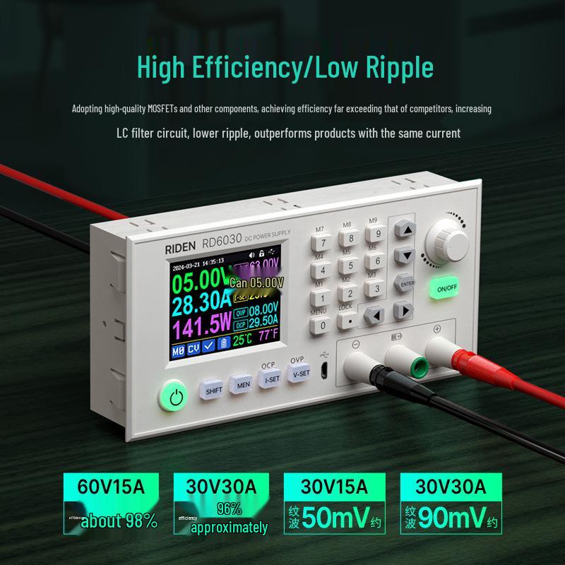 Ruiteng RD6030 Adjustable DC Power Supply, 5V/12V/36V/48V/60V Digital Display, 30A Battery Charger