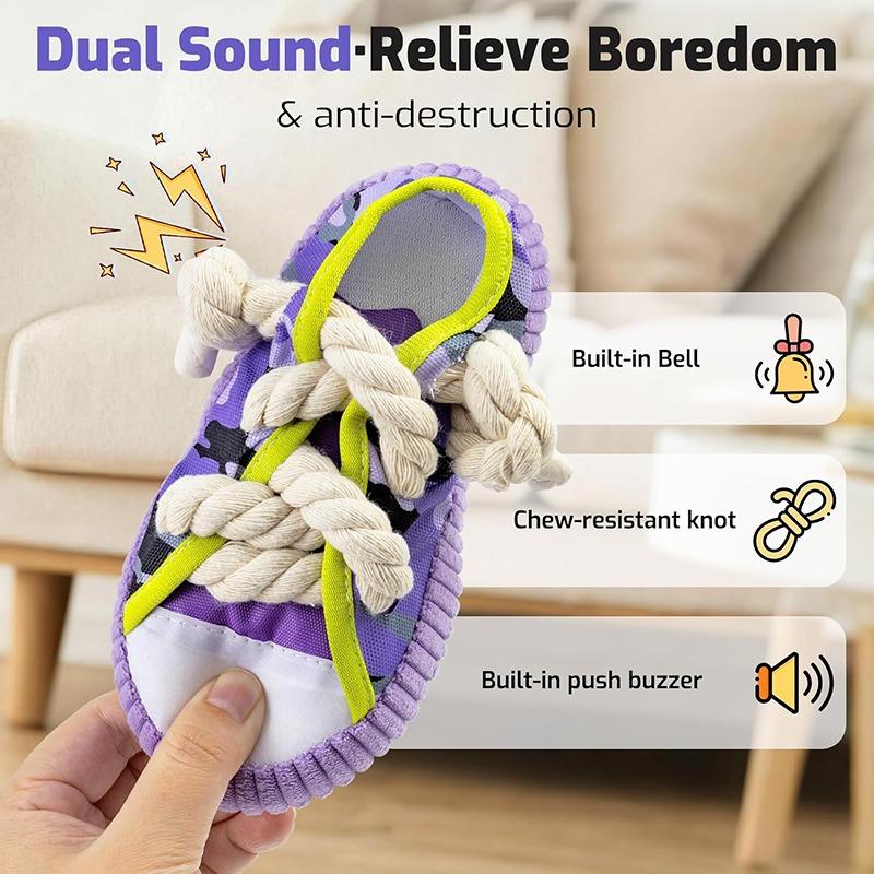 1-5PCS Dog Squeak Toy Teeth Grinding Bite Resistant Slippers Shape Puppy Chew Toy With Cotton Rope Pet Chewing Toys Dog Toys