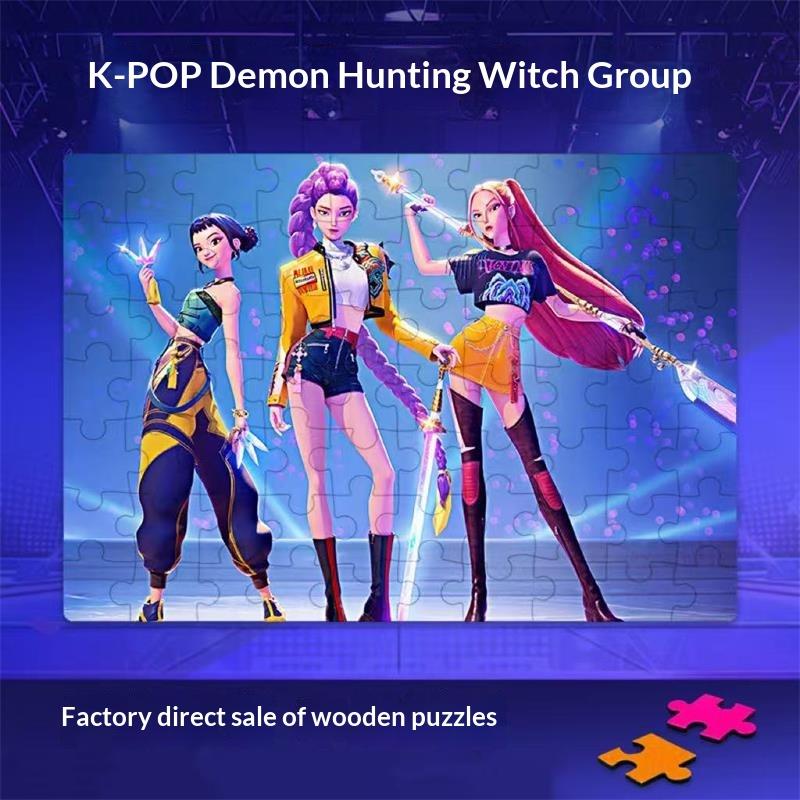 Kpop Łowcy Demonów 20*15Cm Puzzle Zabawki Rumi Mira Zoey Huntrix Wzór Postaci Gra Planszowa Dekoracja Domu Prezenty dla Dzieci