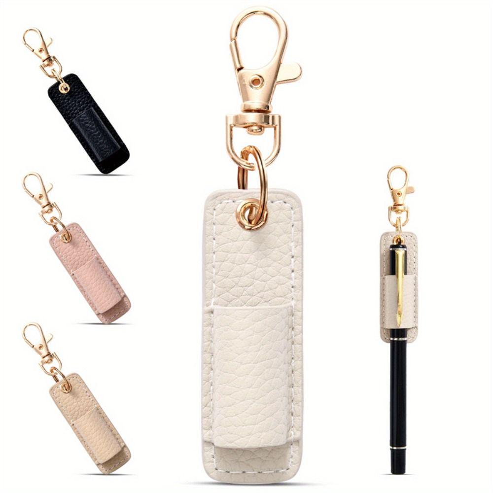 PU Leather Lanyard Pen Holder with Keychain Pen Case Pen Pouch Portable Pen Clip