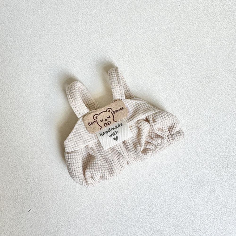 

Клетчатый комбинезон 17 см Labubu Time Ткань Маленький медвежонок Плюшевые куклы Одежда Детский подарок бежевый