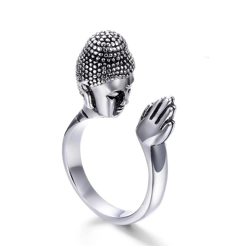 Unisex Buddha Buddhismus Kopf Ring Für Frauen Männer Straße Beten Glück Ring Einstellbare Finger Schmuck