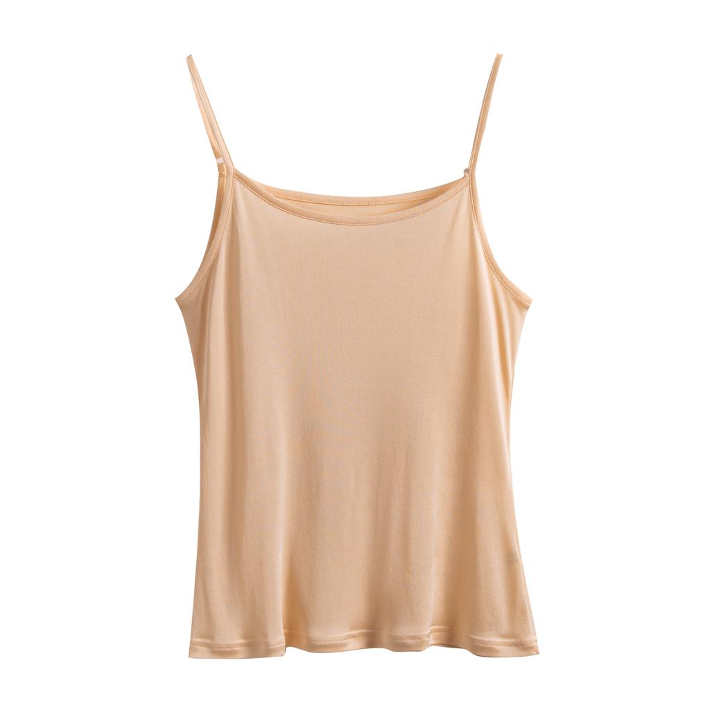 Silkworm silk vest summer outer wear inner mulberry silk knitted sleeveless slim fit versatile bottoming shirt top
