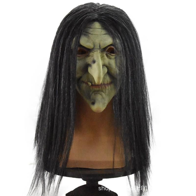 Halloween Witch Mask Cosplay Green Face Adult Women Party Costume
