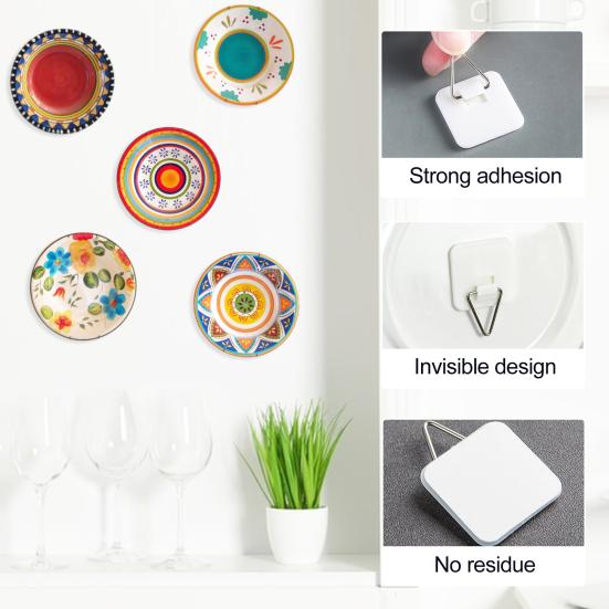Picture Hanging Vertical Hooks Strong Load-bearing Easy To Install Self-Adhesive Wall Plate Hangers Photo Frame Display Hooks