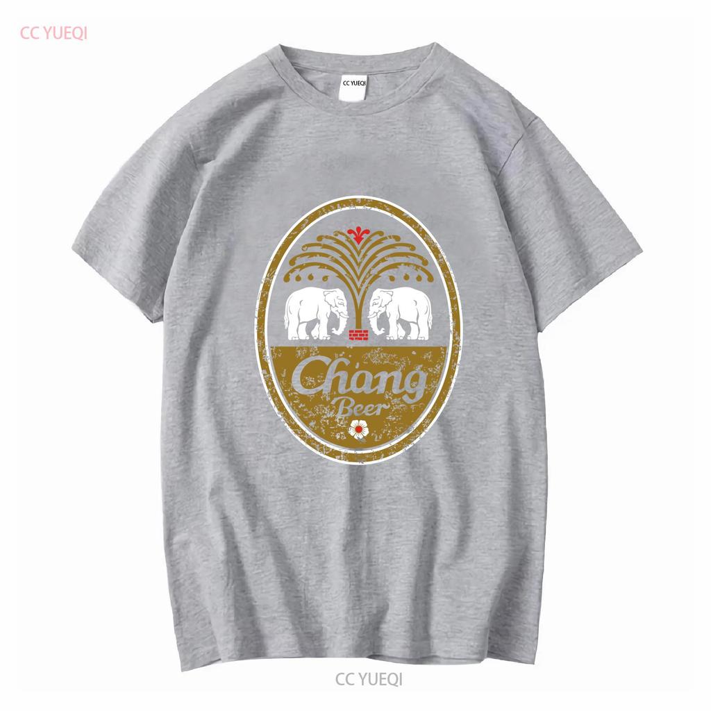 Chang Beer Vintage Logo T Shirt Grey Long or Short Sleeves Vintage Washed Versatile Streetwear Homme Stylish Unisex Casual Soft