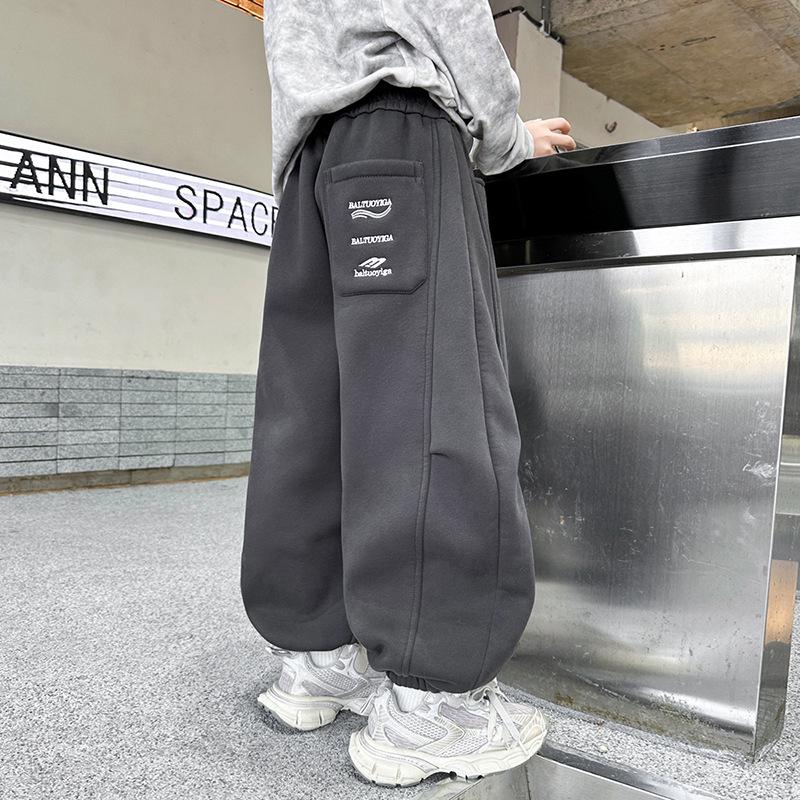 

Модные спортивные штаны для мальчиков - Весна/Осень 2025 Уличный стиль Свободные спортивные штаны для детей 150cm темно-серого