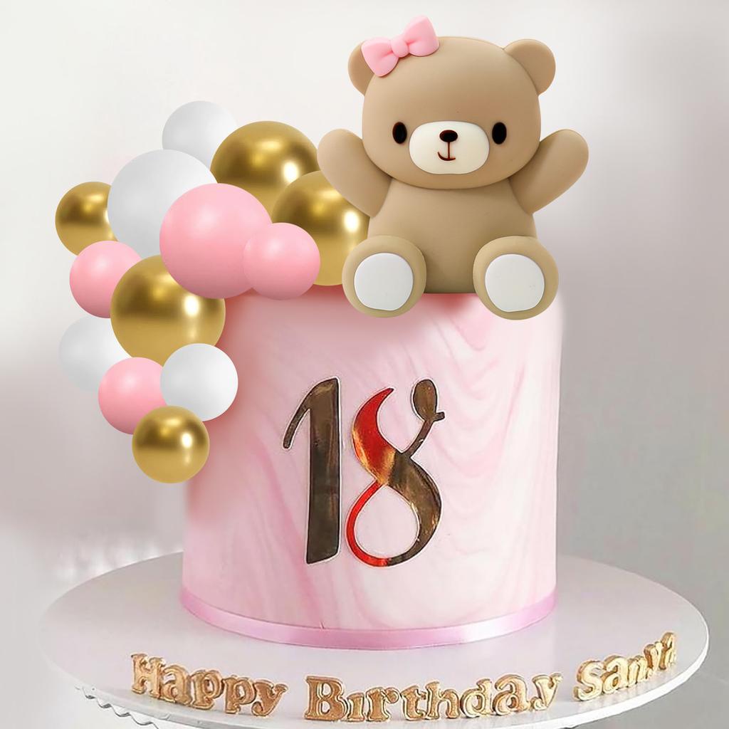 Rosa Baby Shower Kakepynt Sløyfe Bjørn Kaketopp Kjønnsavsløring Kakepynt Sløyfe Bjørn Baby Shower Festartikler
