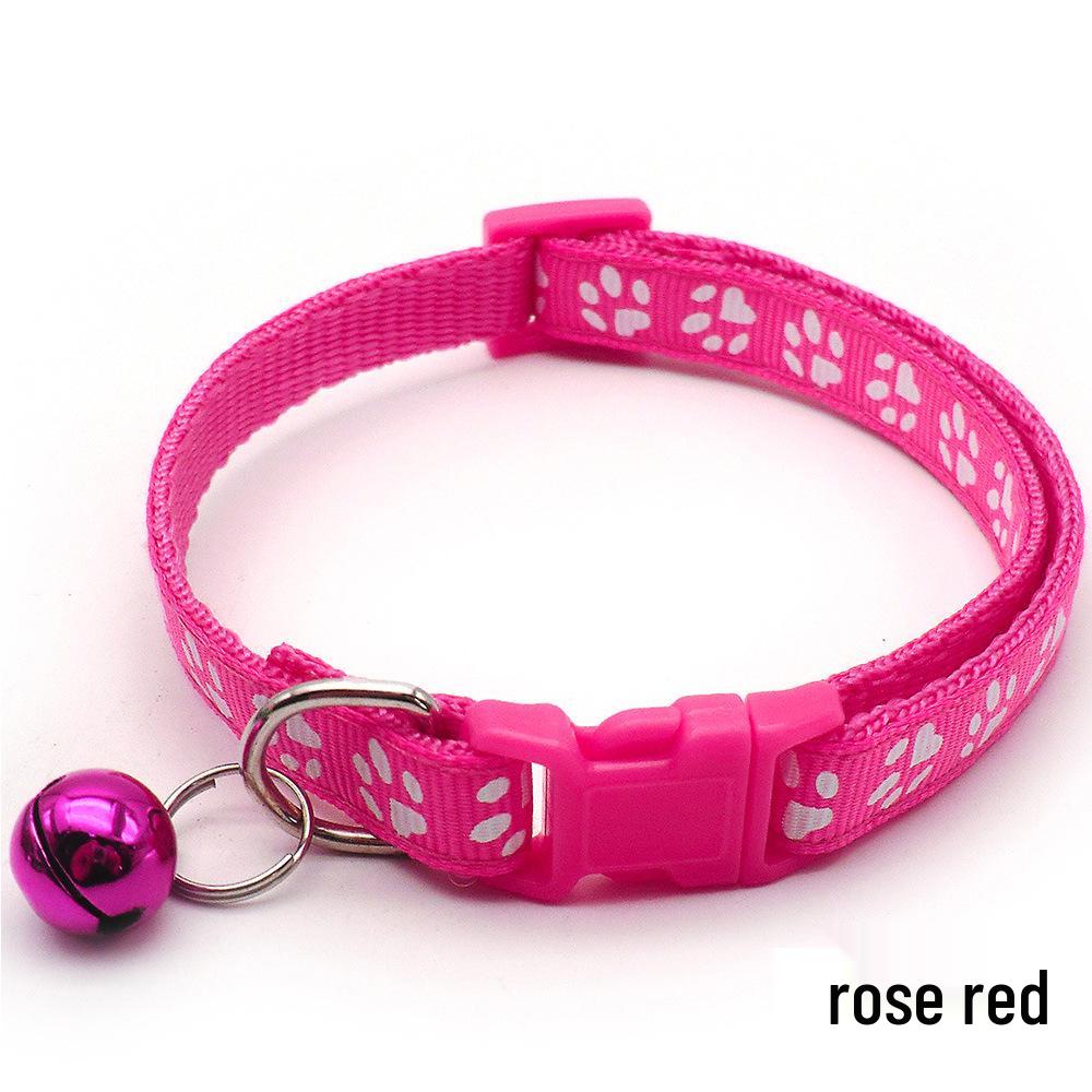 Adjustable Safety Pet Collar with Bell and Dog Paw Pattern for Cats & Dogs