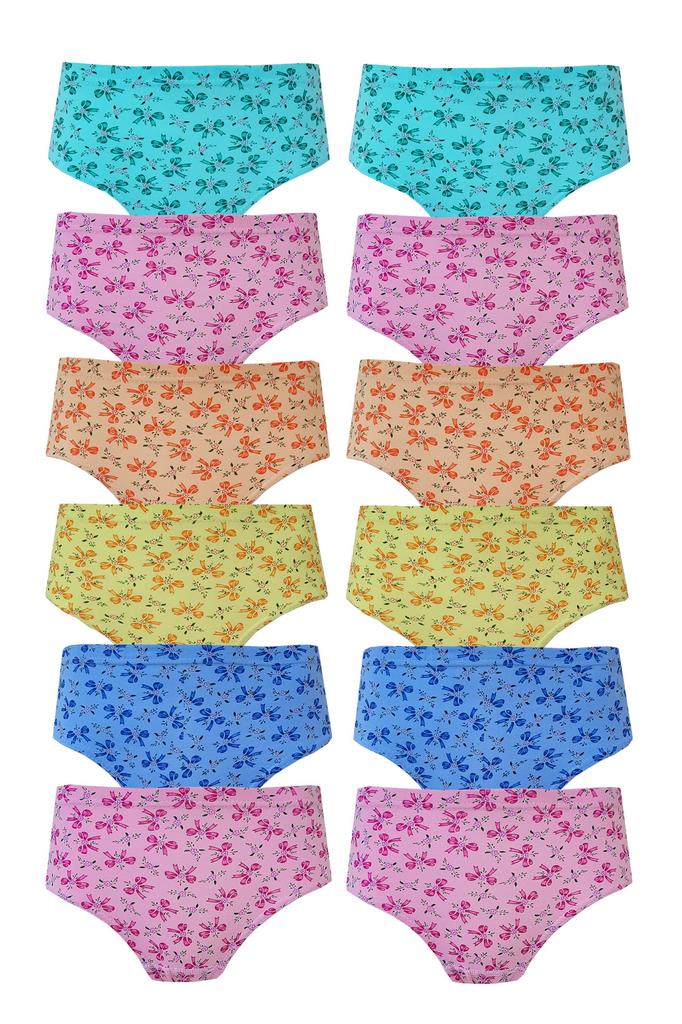 Pack of 12 Women's Cotton Printed Panties High Waist Bato