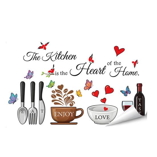 Cartoon Kitchen Food Wall Stickers DIY Vegetables Fruits Quotes Wall Decals Peel And Stick Refrigerator Door Stickers for Dining Room