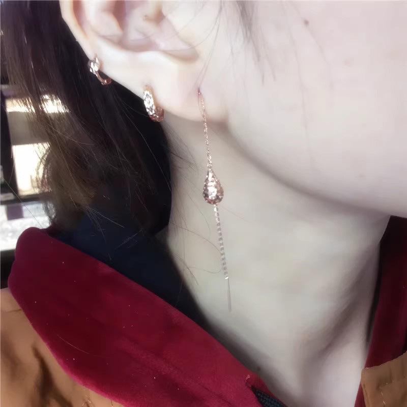 Exquisite Russian Purple Gold Hollow Car Flower Water Drop Earrings Plated With Rose Gold Shiny Ball Pendant Long Earrings Jewelry