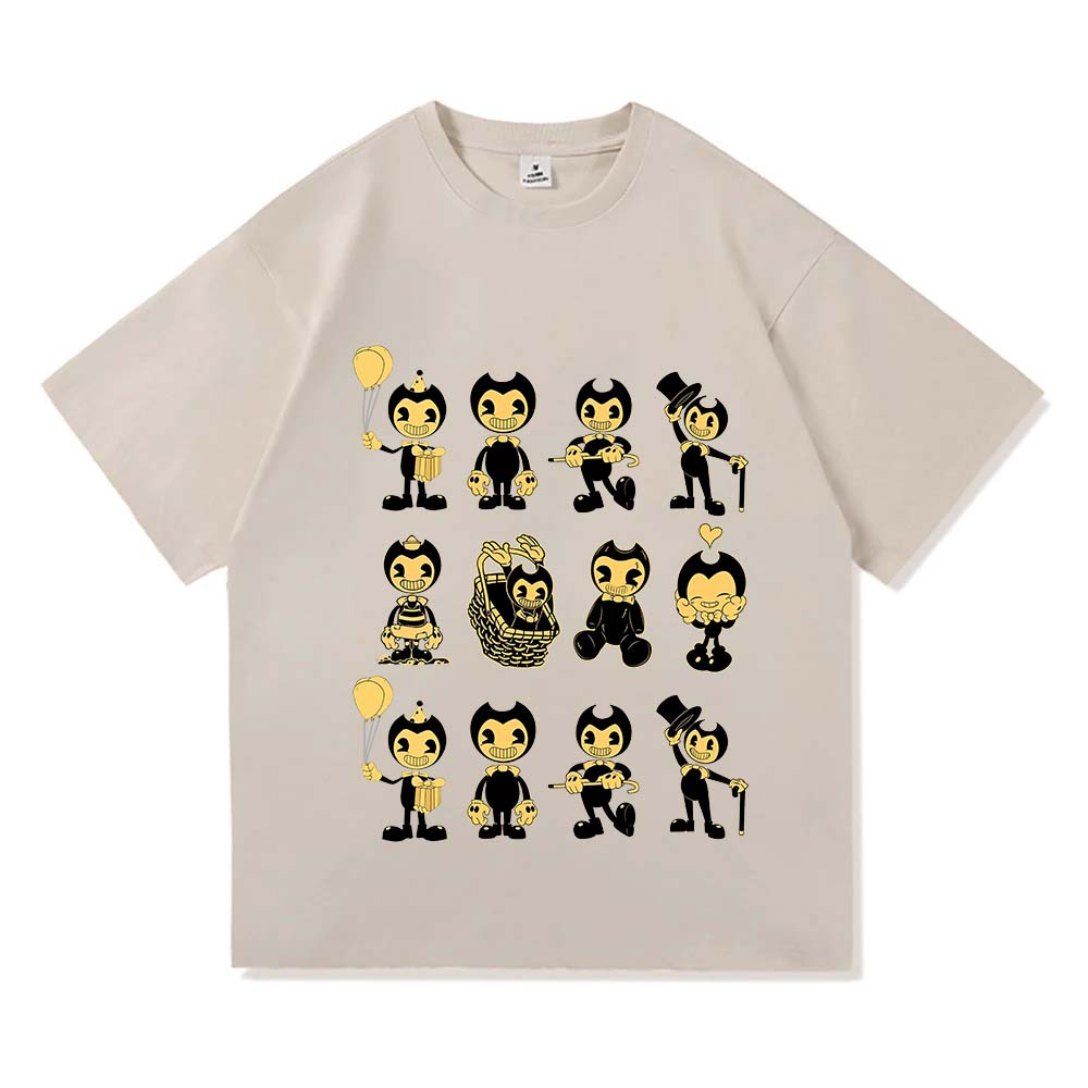 

Unisex Tees Game Bendy and The Ink Machine T-shirt Short Sleeve Loose Cotton Unisex T Shirt Cartoon Graphic Printing Tshirts Tee 2XL