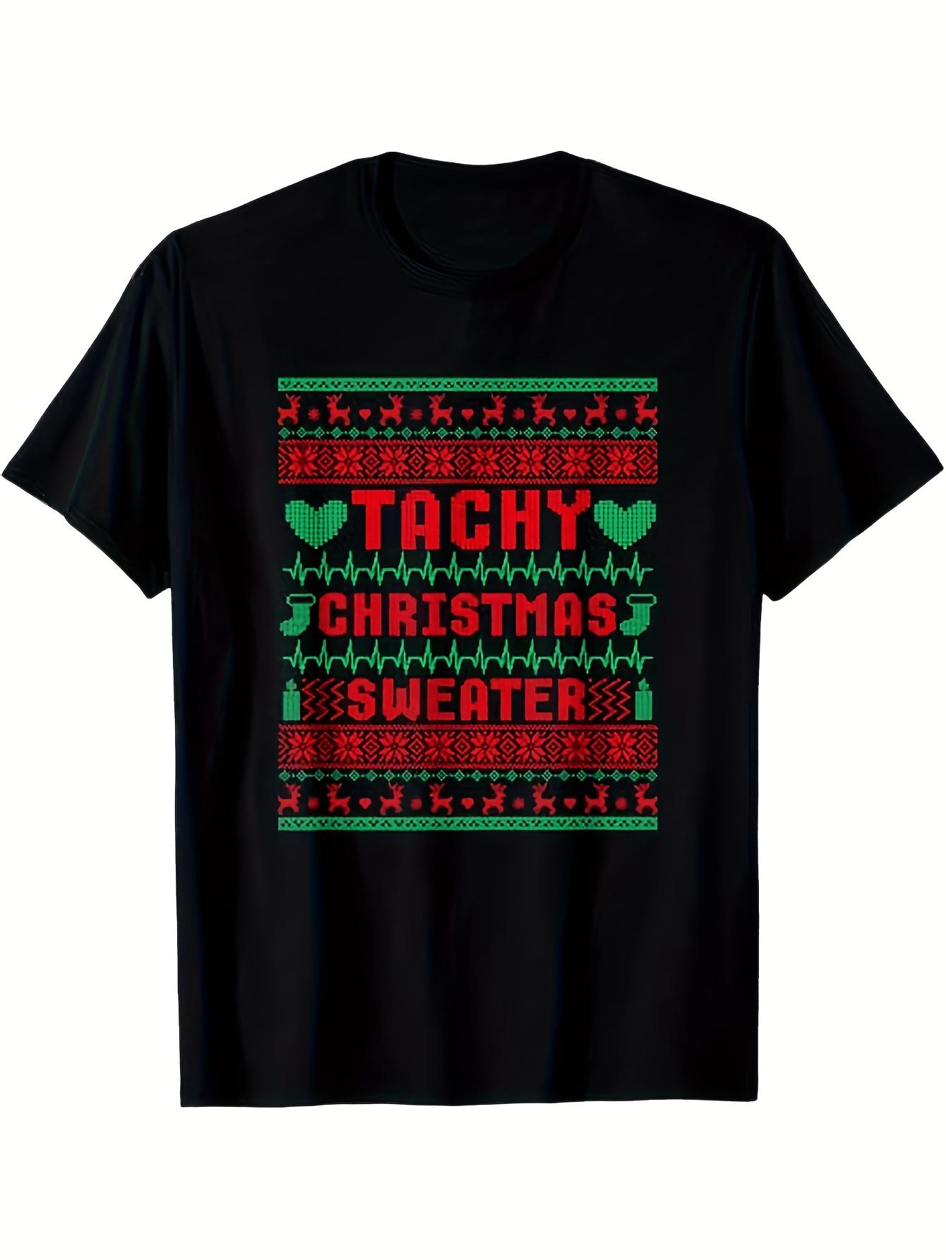 

Tachy Nurse Ugly Christmas Sweater Medical Cardiac ICU Christmas T-shirt XL