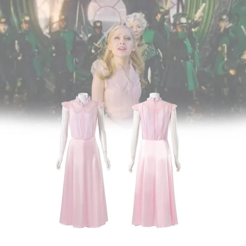 Enchanting Glinda Costume Dress For Women Featuring Vibrant Pink Corset Style Design For Magical Wicked Cosplay
