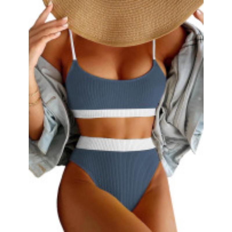 

New new spiral pit strip U-shaped high-waisted bikini sexy swimsuit swimsuit women XL