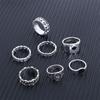 7 Pcs Simple Hip-hop Width Male Zinc Zinc Alloy Irregular Ring Punk Style Korean Style Ring Men Finger Ring