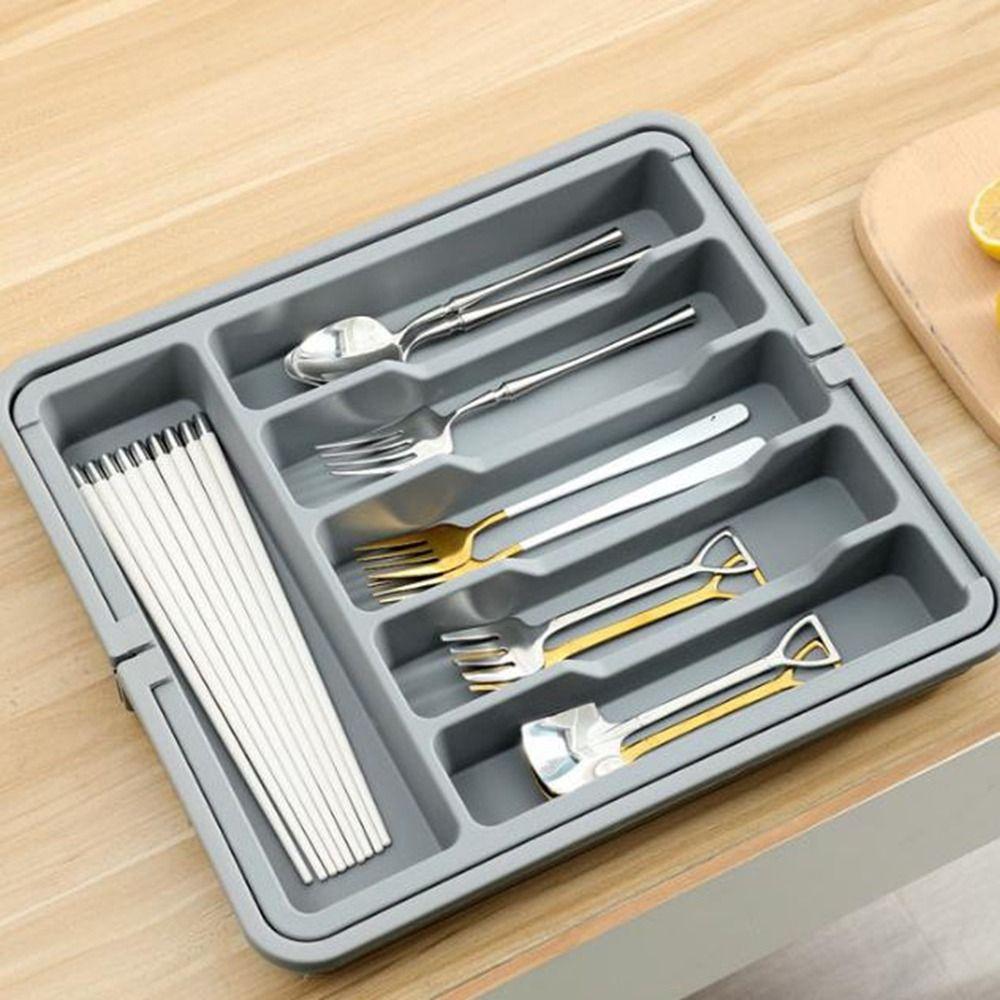 Plastic Cutlery Storage Tray Large Capacity Silverware Drawer Organizer Utensil Tray Set for Home