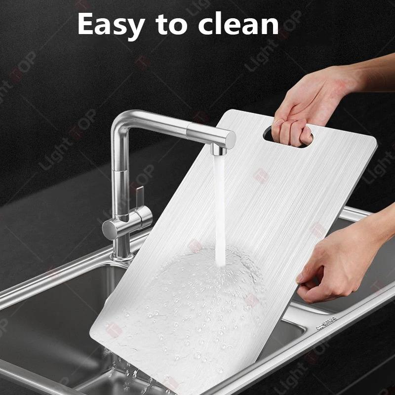 Stainless Steel Cutting Board for Kitchen Cooking Cutting Boards Portable Fruit Meat Chopping Double-Sided Cutting Board