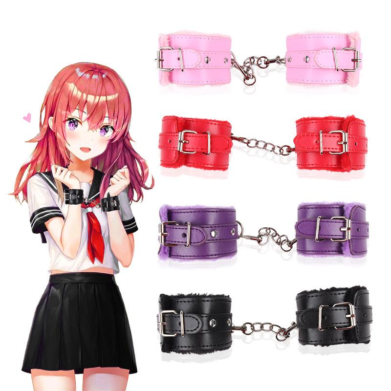 Adult sex toys PU leather plush handcuffs binding and binding handcuffs SM sex toys 18+