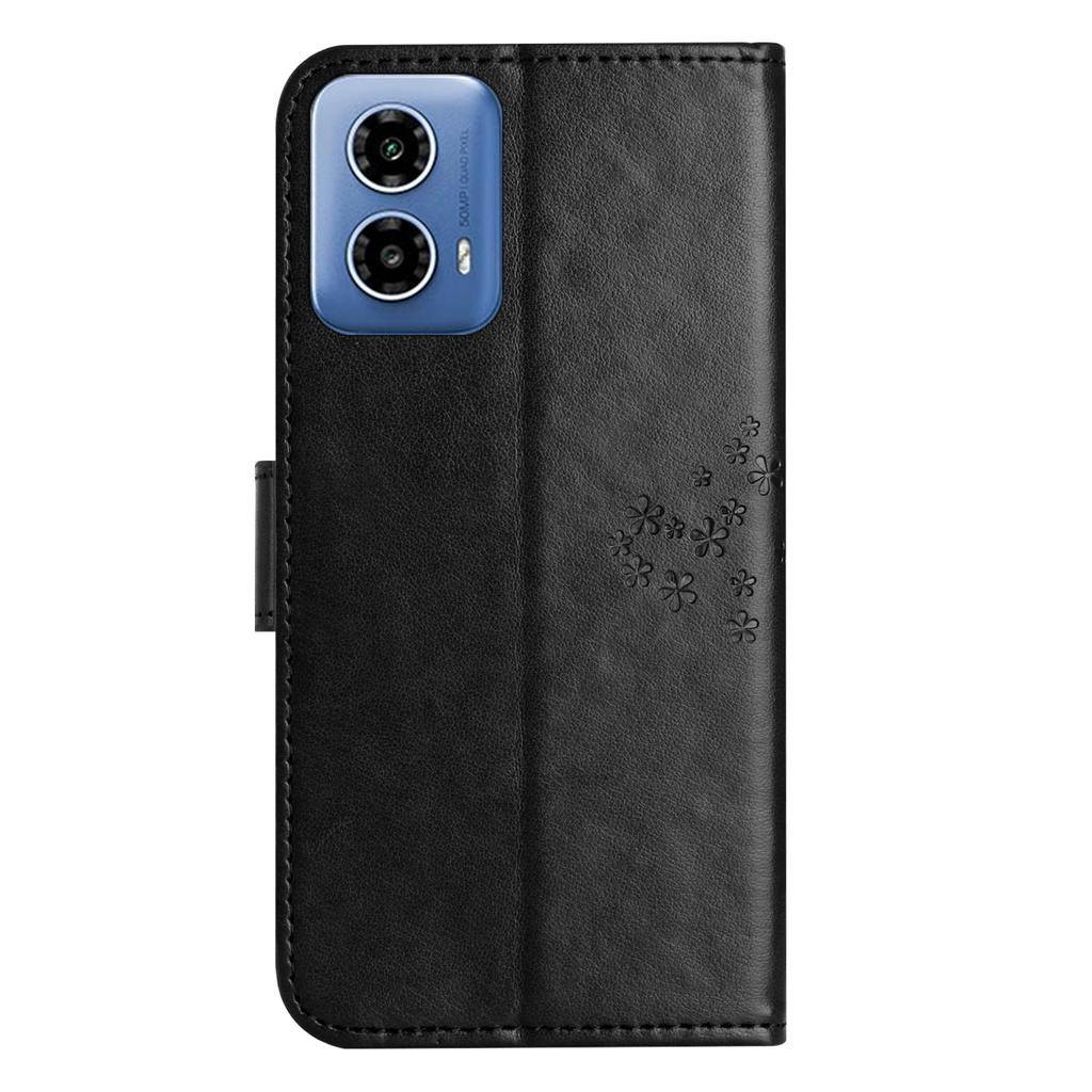 For Motorola Moto G35 5G Case PU Leather Owl Tree Imprinted Wallet Phone Cover
