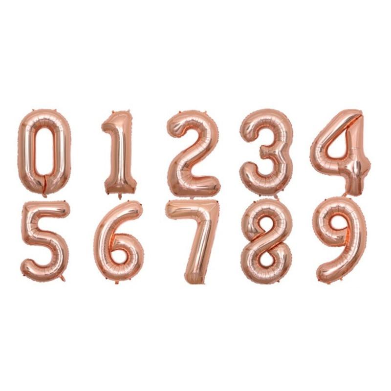 21 Inch Small Number Balloons 0 9 Wedding Wedding Room Baby Birthday Party Decoratio Aluminum Foil Rose Gold Balloon Set