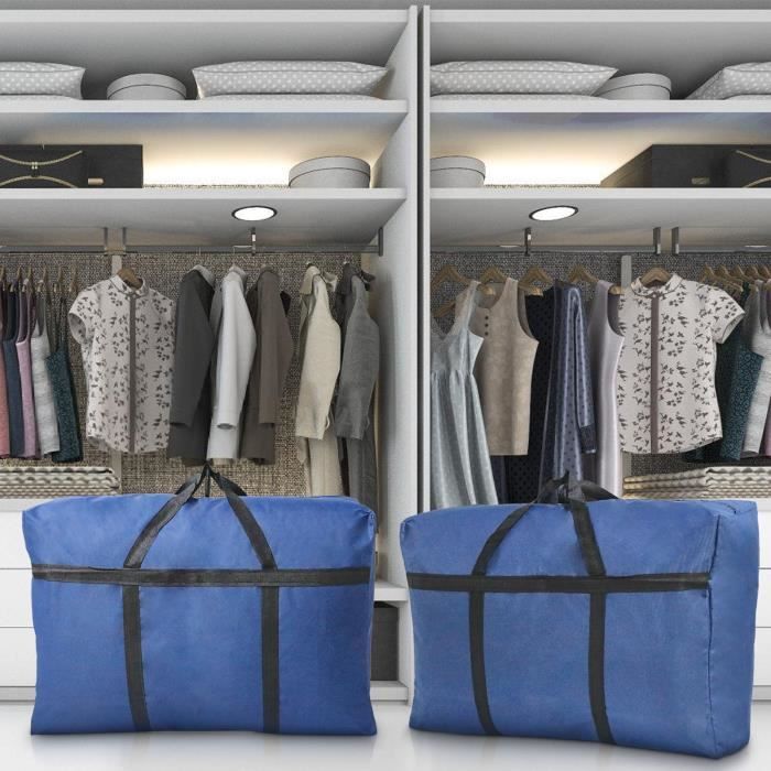 Sac de Rangement Sous Lit Pliable - 1X130 - 130L - 88x58x26 cm - Bleu - Organiseur Multi-usage