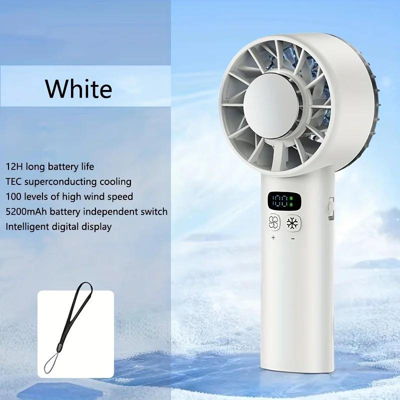 

2025 New Cooling Handheld Fan with Ice Pack and Silent Operation100 Portable High-Speed Fan USB Mini Fan білий