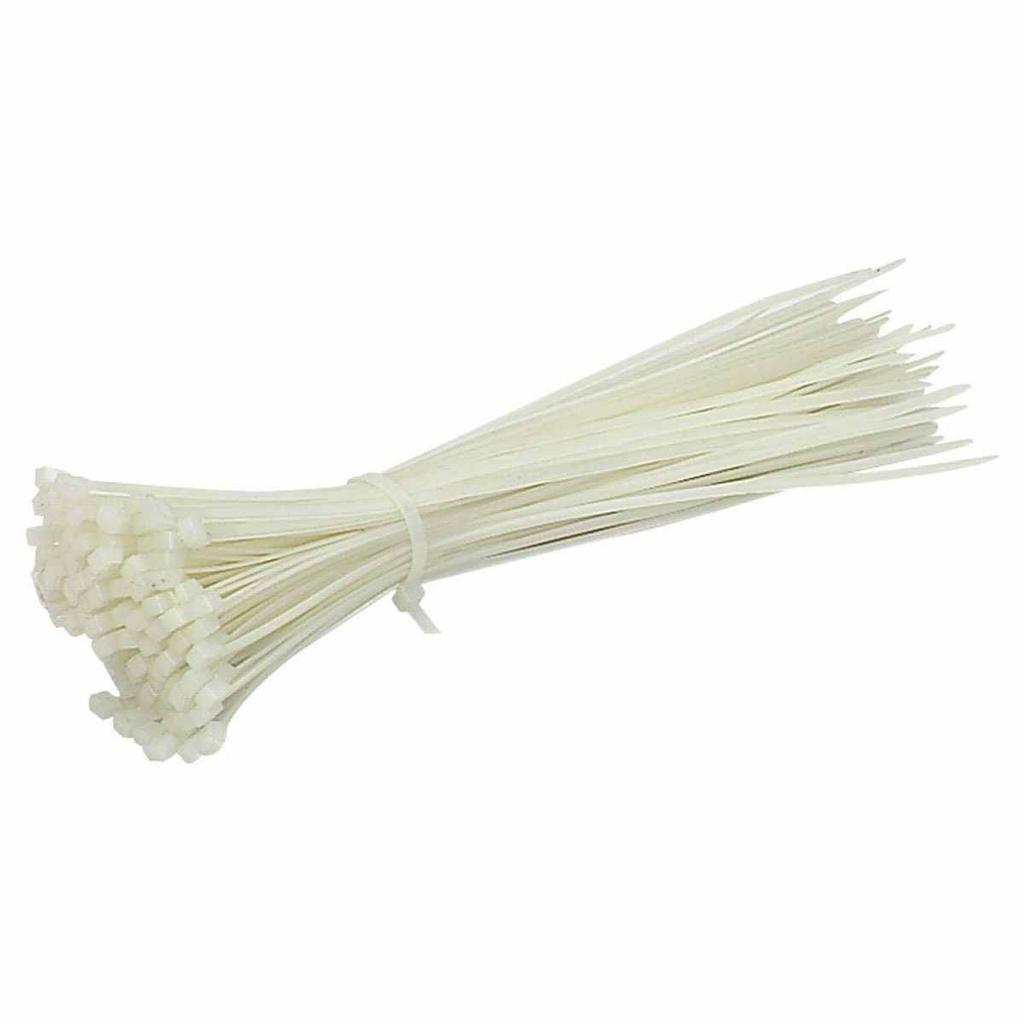 White Plastic Cable Ties, Length 160 Mm, Width 2.5 Mm (100 Pcs.)