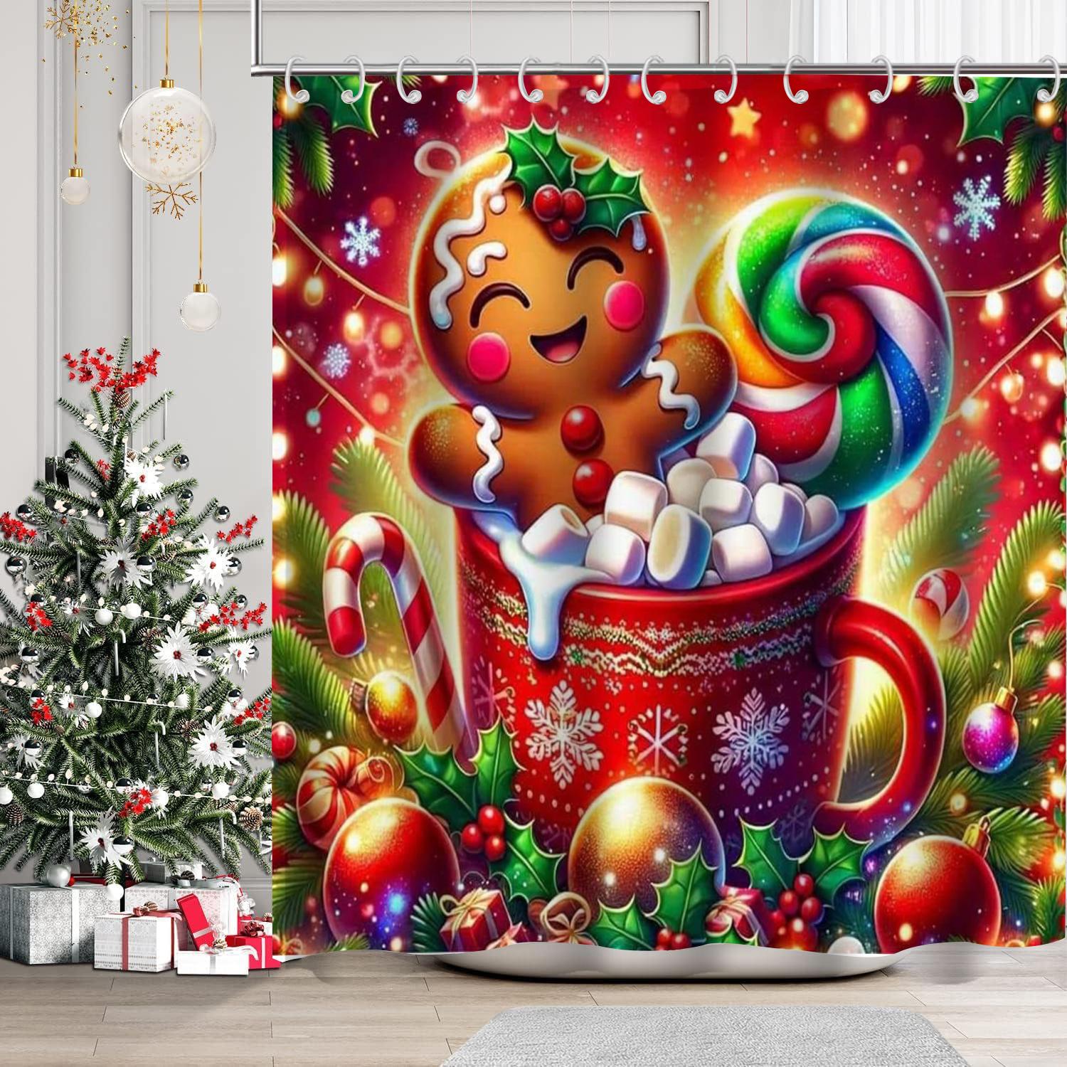 

Christmas Festival decorations Snowman Pattern Bathroom Shower Curtain With 12 Hooks Home bathroom decor and accessories 90x180cm