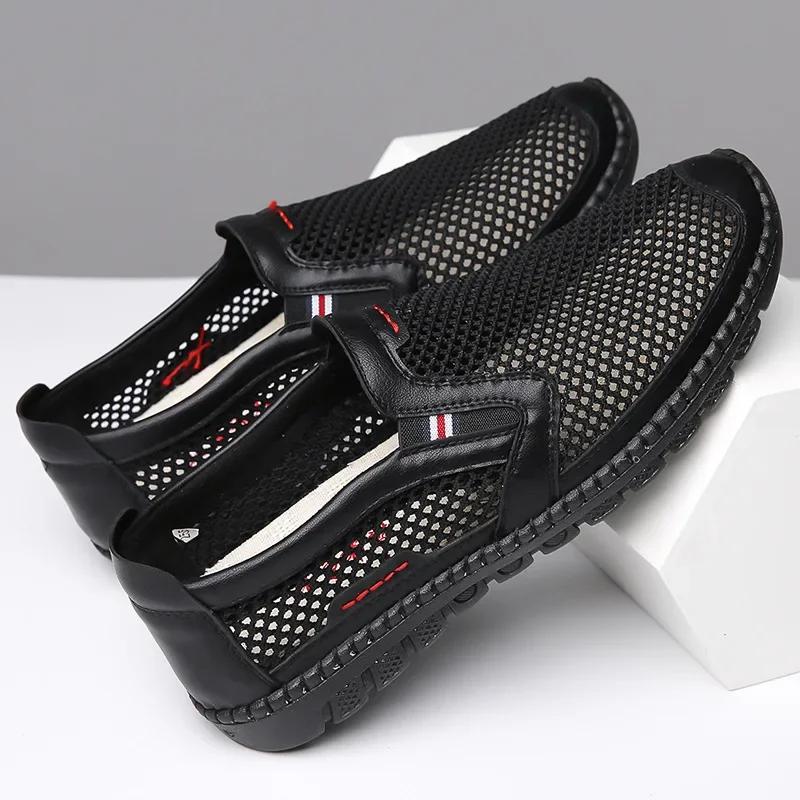 Men's Loafers Summer Breathable Mesh Shoes Hollow Out Casual Shoes Light Walking Flats Soft Sole Driving Shoes for Men Sneakers