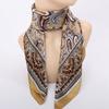 Ethnic Print Square Scarf for Women: Fashionable Versatile Silk-like & Mulberry Silk Material Small Scarf & Neck Accessory