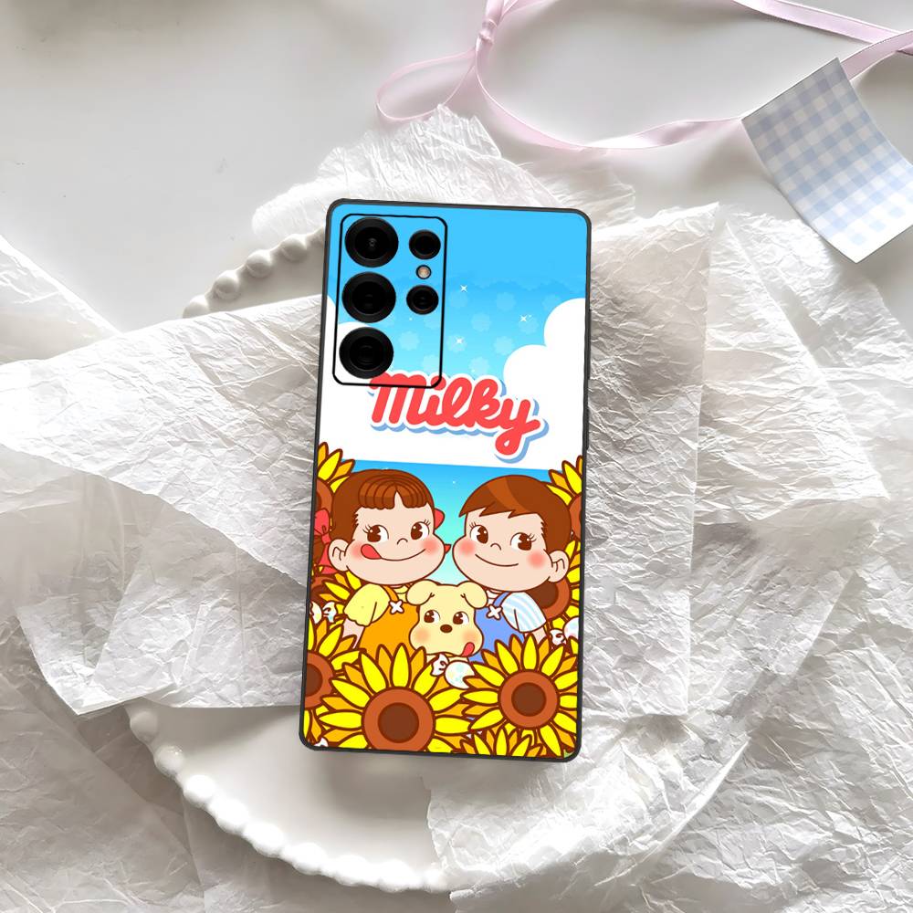 Fujiya Milky Peko Chan Phone Case For Samsung S 24 Fe 25 Ultra Plus 20 Lite 21 30 22 23 24 22 Ultra 5G Fundas