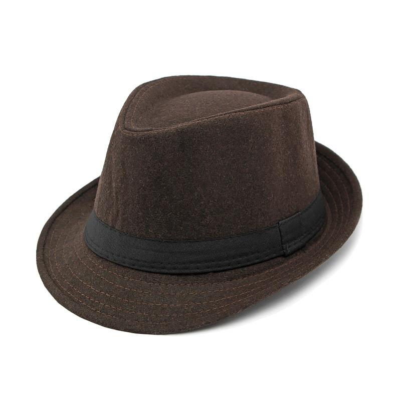 Unisexové britské plstěné jazzové klobouky pro muže středního věku klobouk kbelíkový vlněný fedora klobouk podzim zima pro pány svatební párty magické klobouky