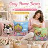 Happy Easter Bunny Egg Pillow Cover 2D Flat Print Peach Skin Plaid Cushion Cover For Couch Living Room Spring Decor 45X45