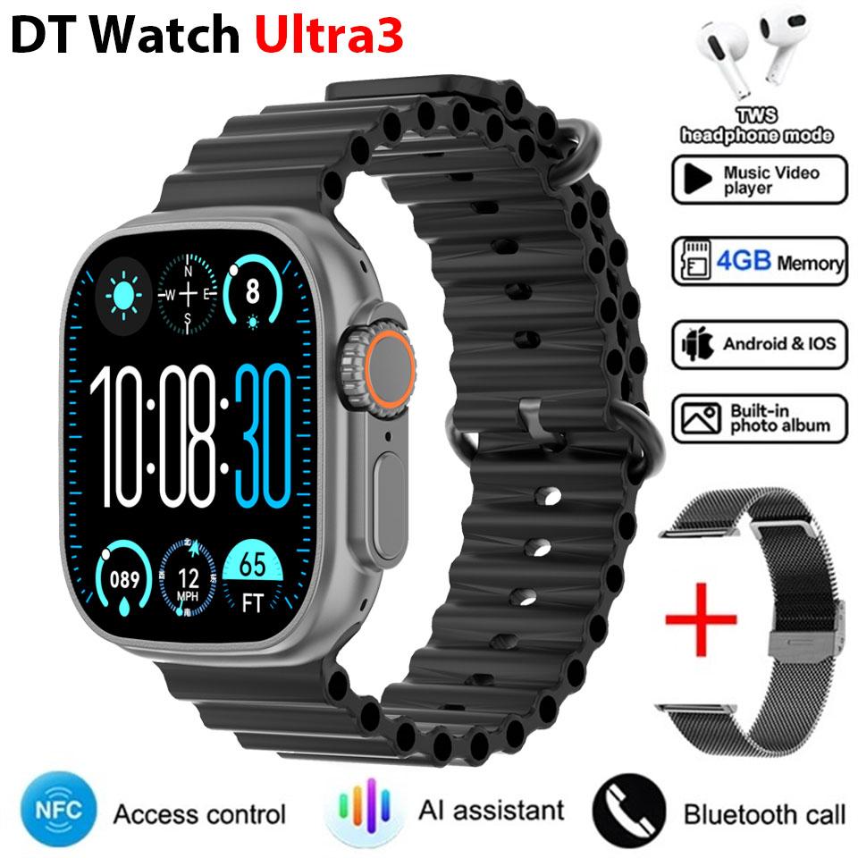 DT Ultra 3 Smartwatch Amoled-skärm 4GB MP3 MP4-spelare Bluetooth Nätverksdelning App Store ChatGPT Smart AI-klocka Man Sportklocka