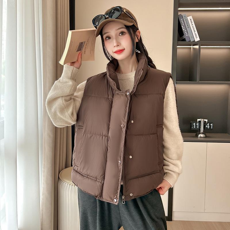 Wind Stand-up Collar Cotton Vest Women's Short Autumn and Winter New Women's Cotton Vest Sleeveless Cotton Vest