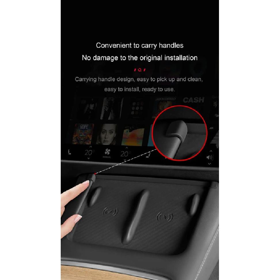 For Tesla Model 3/Y - Screen Silicone Protective Frame Wireless Charging Non-Slip Pad Card Limiter Silicone Cup Holder