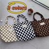 Chic Vintage Plaid Checkered Tote Lunch Bag For Moms Stylish Insulated Carrier