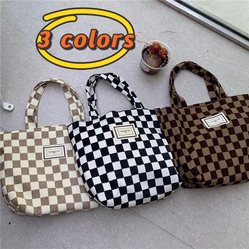 Chic Vintage Plaid Checkered Tote Lunch Bag For Moms Stylish Insulated Carrier