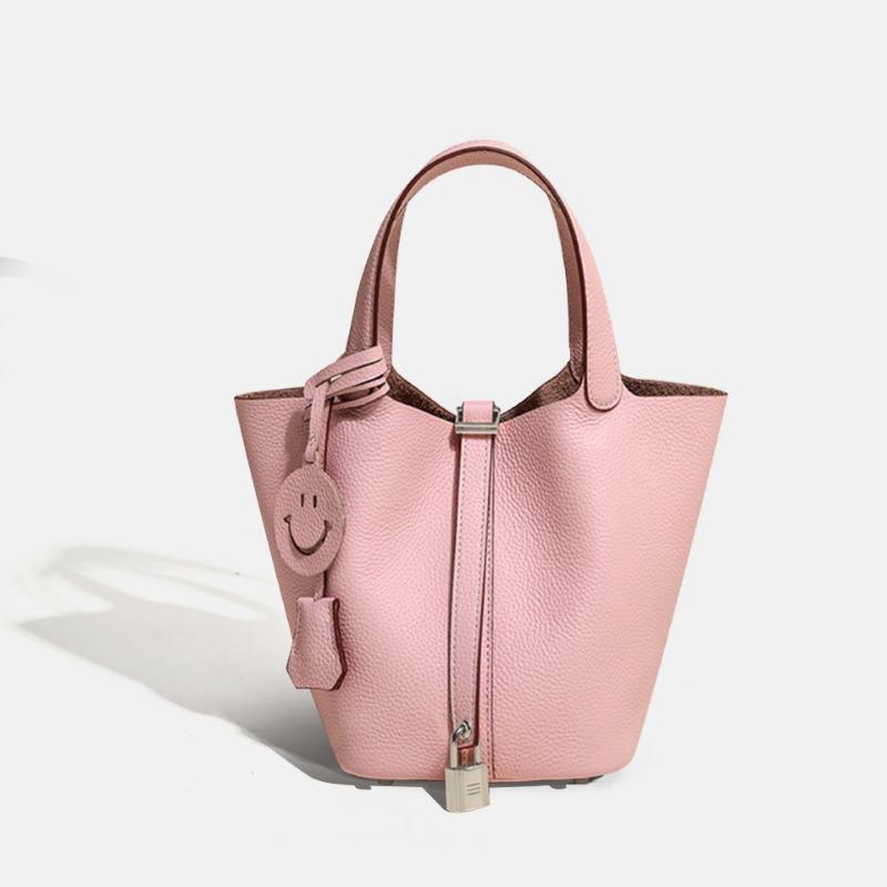 New leather vegetable basket bag women's bag bucket bag large-capacity handbag fashionable senior commuter bag light luxury bag