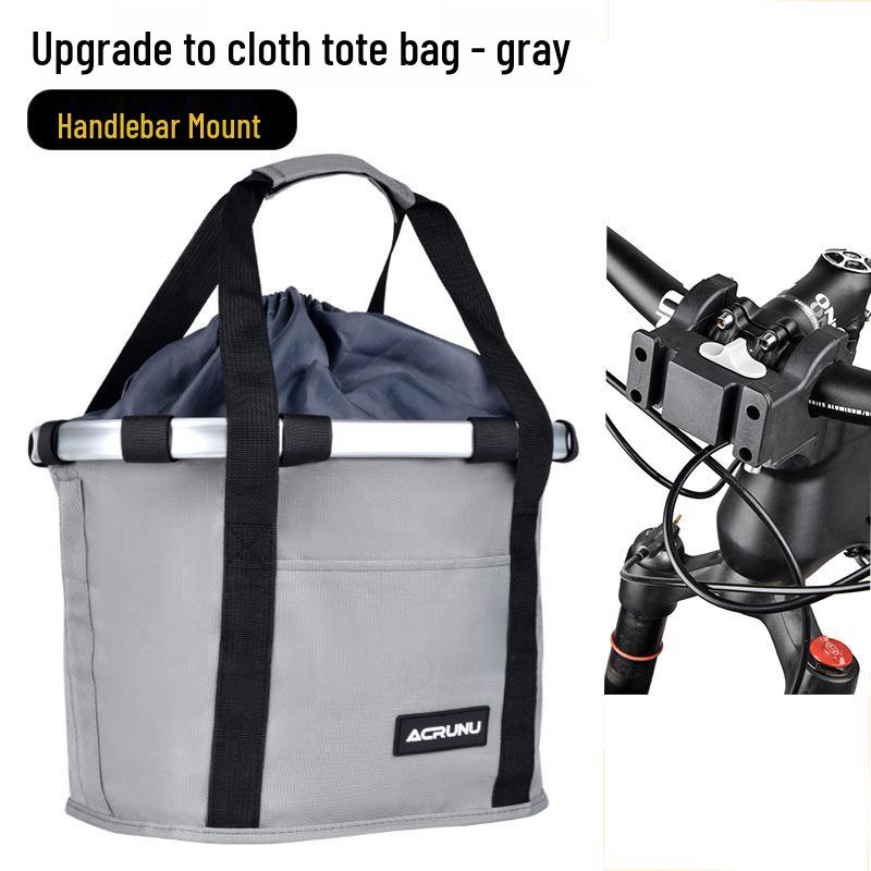 ACRUNU Waterproof Front Basket for Mountain Bike & Electric Scooter - Commuting Foldable Aluminum Alloy Handheld Basket