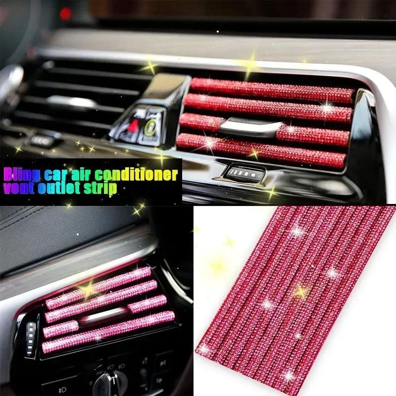 1-10pcs Diamond Car Air Conditioner Outlet Decorative Strips U Shape Clip Rhinestones Grille Sticker Car Accessories