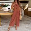Di Yun Women's Elegant Solid Color Button Jumpsuit - Spring/Summer 2024 Collection