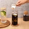 4Pcs 18.6Oz/550Ml Drinking Glasses with Bamboo Lids and Glass Straws, Glass Cups, Iced Coffee Glasses, Cute Iced Tea Glasses, Beer Glasses