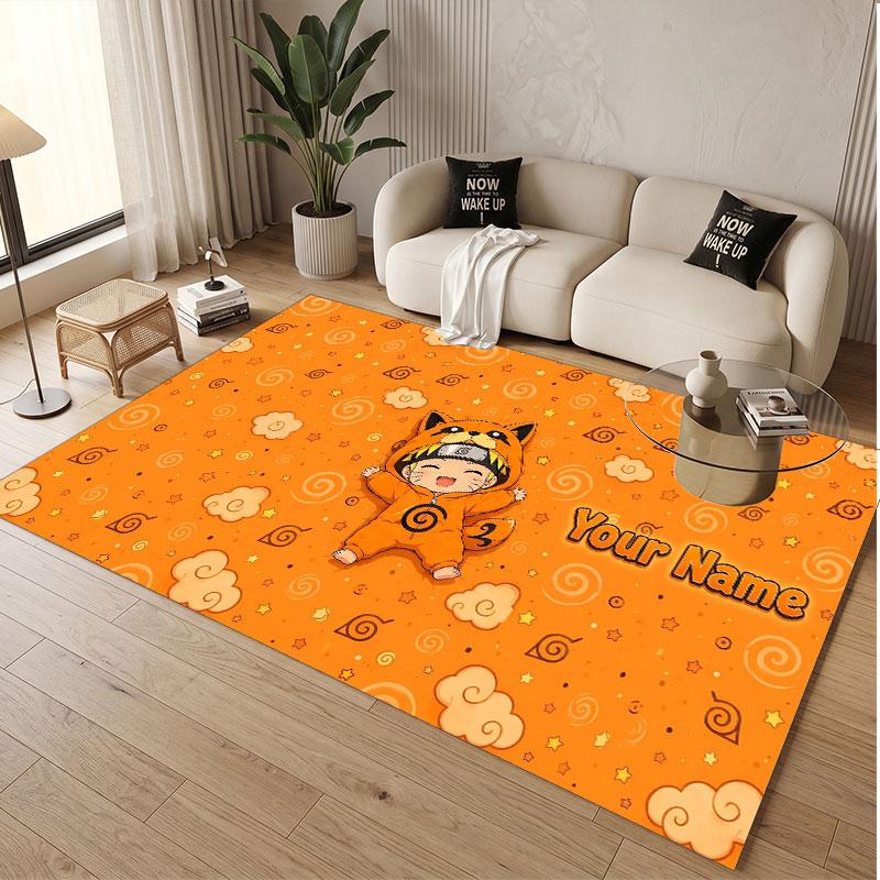 Custom Name Crystal Velvet Rug,Naruto Comfortable Anti Slip Floor Mat For Room Decoration