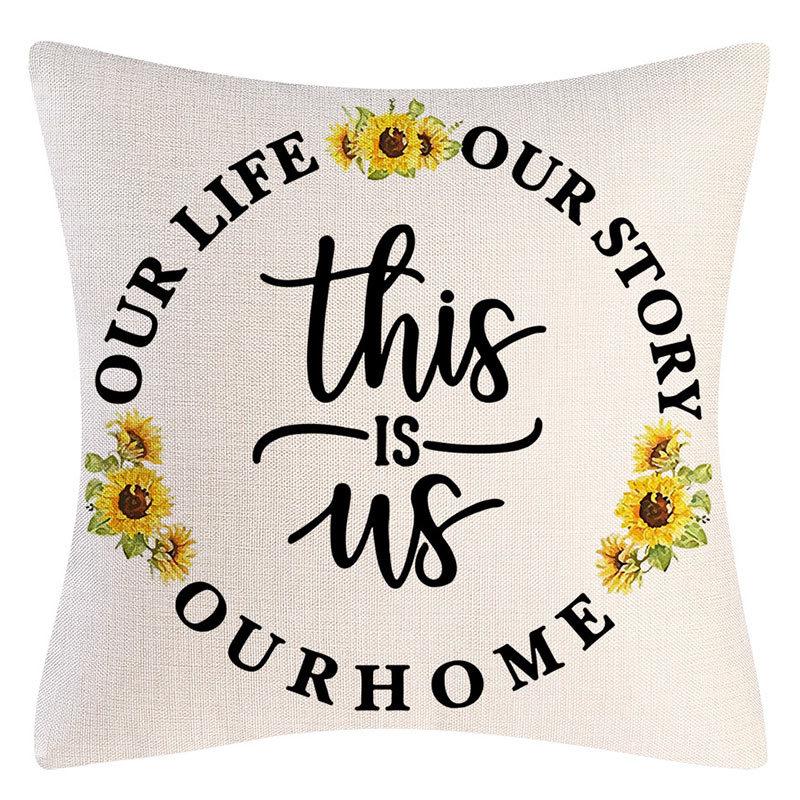 Pillow Case Spring Throw Pillow Case Flower Truck Farm Print Home Decor Cushion Cover Back Cushion