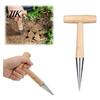 Home Gardening Digger Plant Hole for Planting Seeds And Bulbs Lightweight Garden Dispenser Soil Digging Tool with Wooden Handle Handheld Tulip