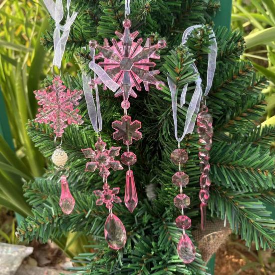 18 Pcs Crystal Christmas Ornaments for Tree Clear Acrylic Snowflake Icicle Hanging Ornaments with Drop Pendants for Winter Wonderland Chandelier